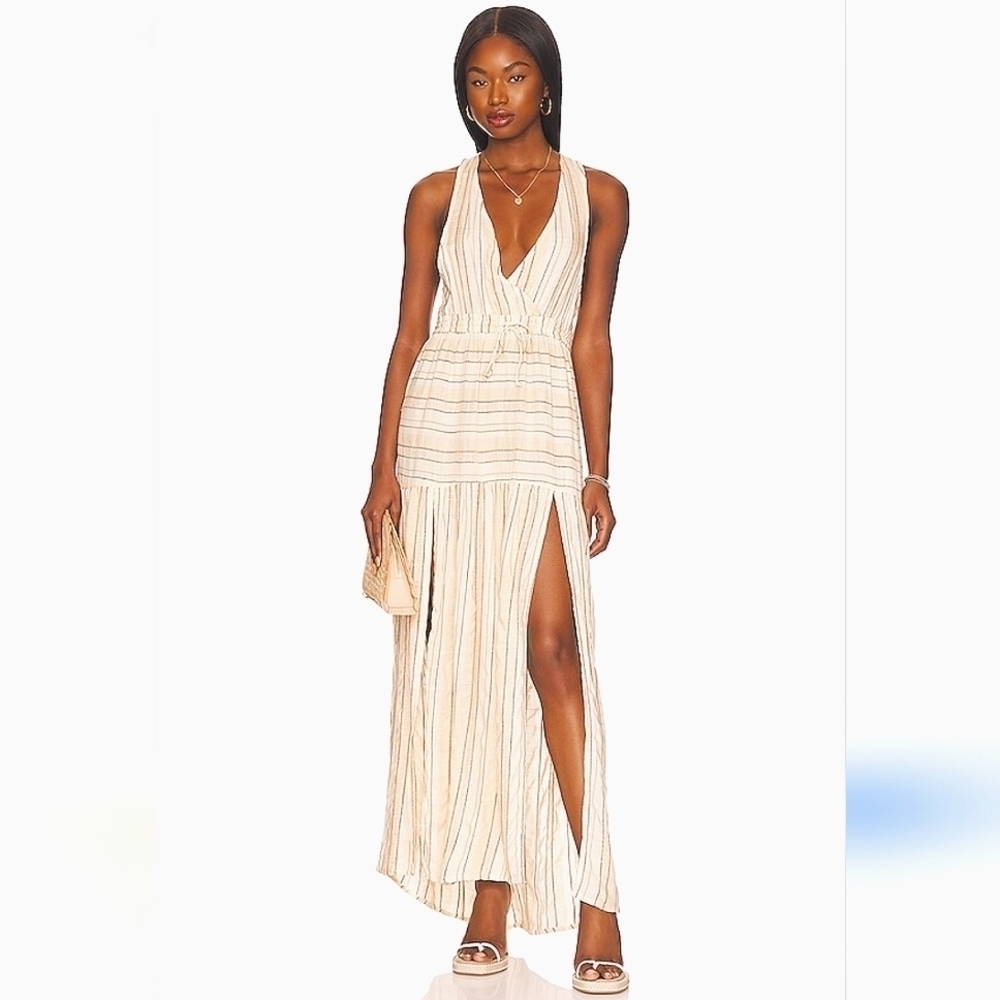 L*Space Emma Sunsoaked Stripe Plunge Cover-Up Maxi Dress Size Small - Picture 12 of 15